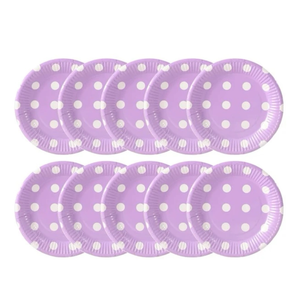 Purple White Dots Paper plates