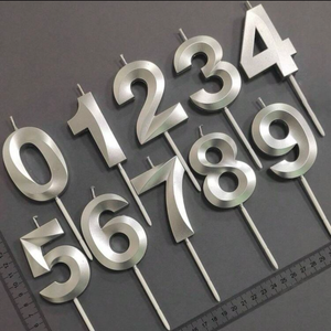 Silver  3D numbers candles 