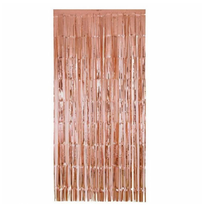Metallic rose foil curtain 