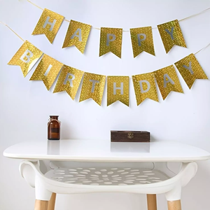 Gold happy birthday garland 