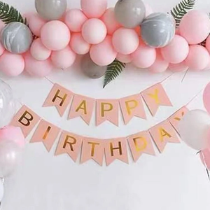 Powder pink happy birthday banner