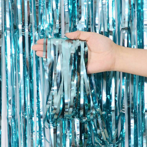 Metalic baby blue curtain