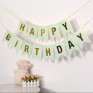 Celandon green happy birthday banner