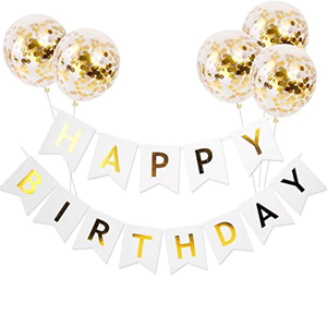 White happy birthday banner