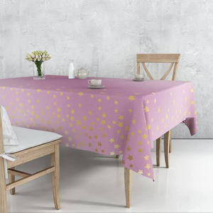 Pink Foil Star Print Table Cover 