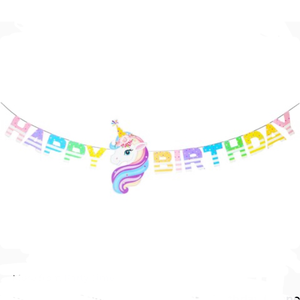 Unicorn happy birthday banner