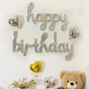 Silver slim happy birthday balloon 