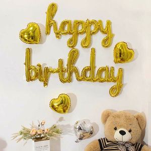 Gold slim happy birthday balloon 