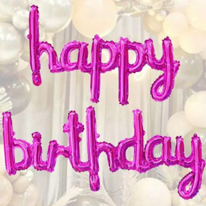 Fuscia slim happy birthday balloon 