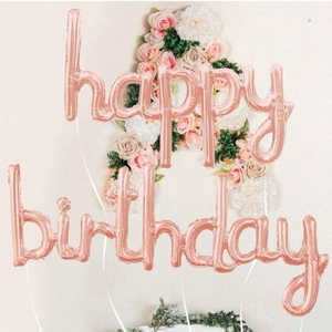 Rose gold slim happy birthday balloon 