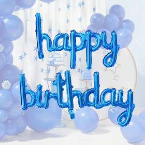 Blue slim happy birthday balloon 