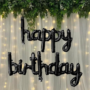 Black slim happy birthday balloon 