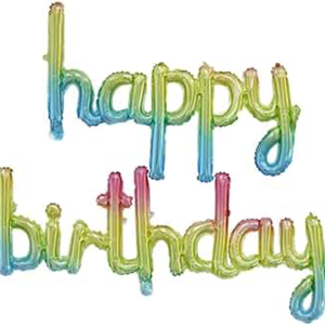 Rainbow slim happy birthday balloon 