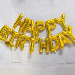 Gold happy birthday balloons 
