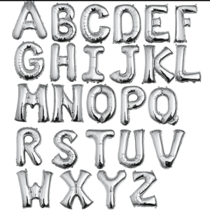 Silver alphabet foil balloons 