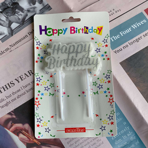 Candle With Silver H.B.D Message-Single Piece