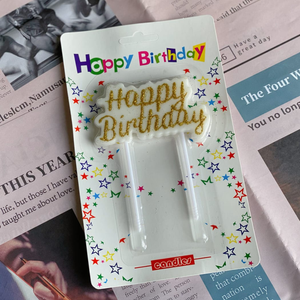 Candle With Gold H.B.D Message-Single Piece