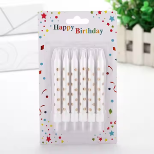 Gold dots white cake candles-6ps