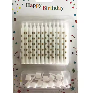 Mini Gold dots white candles-12ps