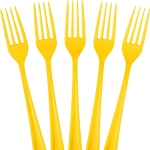 Yellow plastic forks-10pcs