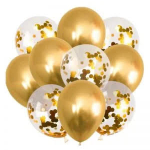 Gold Confetti &amp; Metallic Balloons Set
