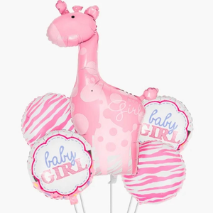 Baby girl giraffe foil ballon set