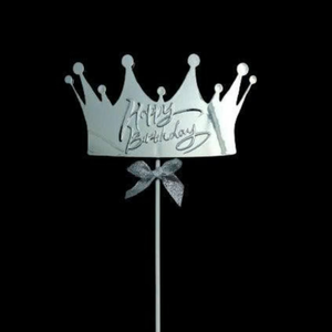 Silver crown cake topper 