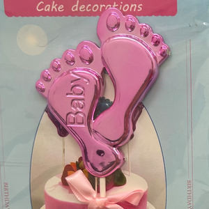 Footprint baby girl topper 