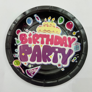 Black HBD paper plates-10pcs
