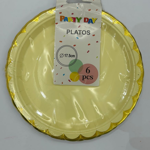 Yellow-gold paper plates-6pcs