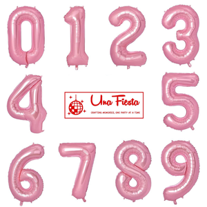 Pink numbers foil balloons 