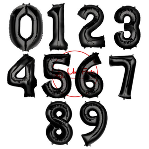 Black foil numbers balloons