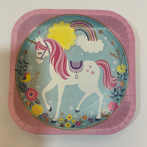 Unicorn 2 paper plates 