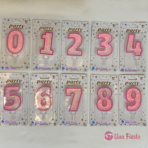 Pink sparkling numbers candles 