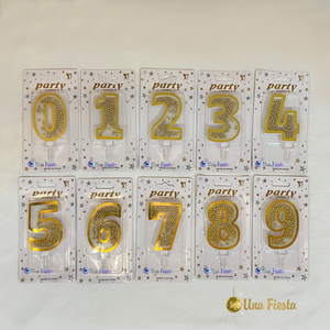 Gold sparkling numbers candles 