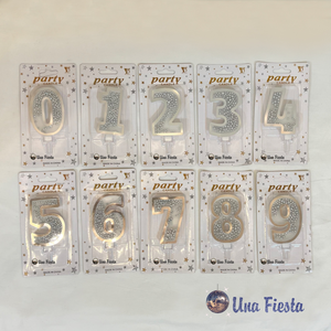 Silver sparkling numbers candles 