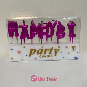 Fuchsia Letter HBD Candle