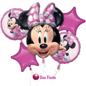 Mini mouse fuchsia foil balloons set