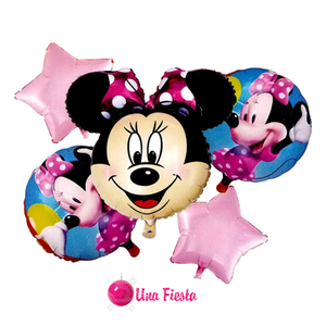 Mini mouse pink foil balloons set