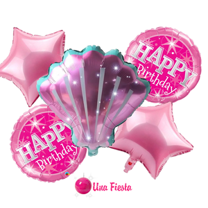 Mermaid shell foil balloons set