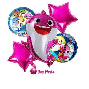 Baby shark pink foil balloons set