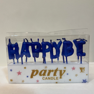 Blue Letter HBD Candle