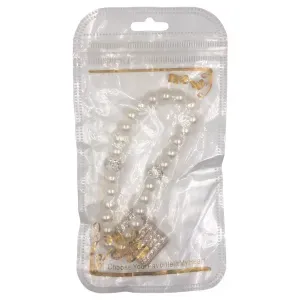 سلسلة موبايل من اللؤلؤ الابيض و الخرز الزجاجي