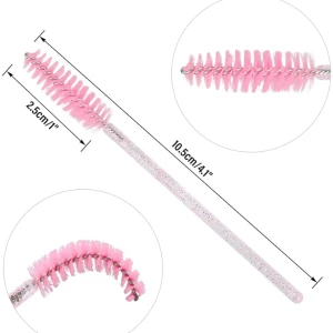 Eyelash Eyebrow Spoolie Brush for Makeup Eyelash Extensions (Pink
