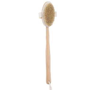  Bath Brush Long Wooden Handle Removable Bristles Exfoliating Dry