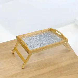 صحن تقديم خشبي مع جلاس    بتصميم راقٍ وسطح أكريليك زجاجي أنيق