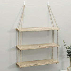 Triple Etagere murale suspendue en bois rusti