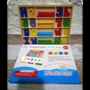 كلوكشين خشب تعليمي ( ساعة + اقام + قلم وايت بورد )