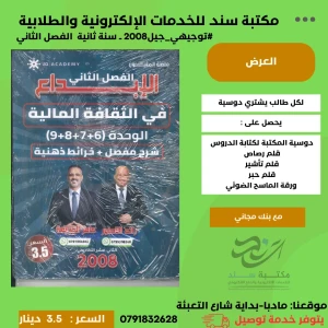 الابداع في الثقافة المالية - وحدة 6+7+8+9 - الجرابعة والناطور