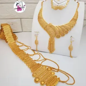 طقم حزام مطلي ذهب 